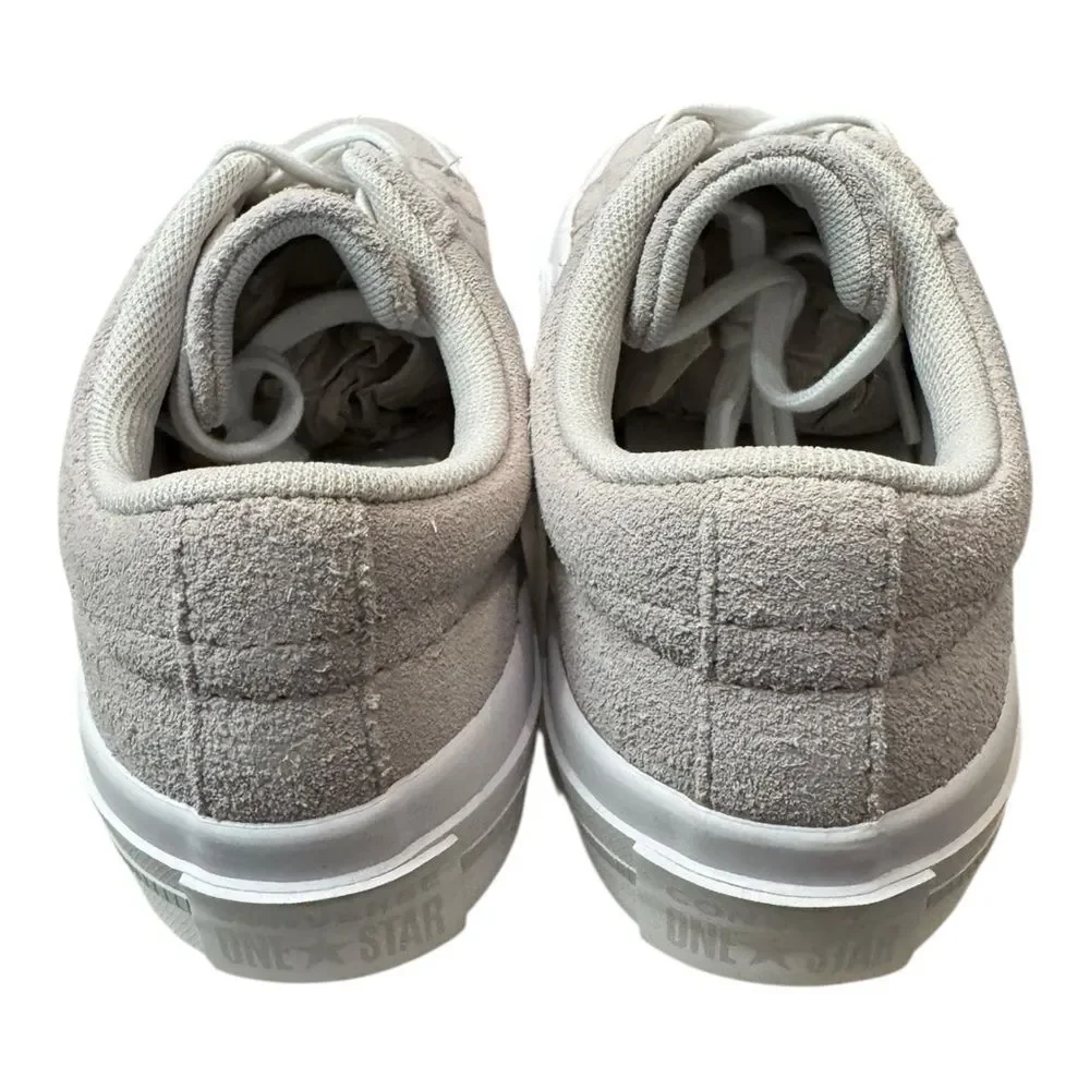 New Converse One Star Ox Mouse White Suede 663589C Lace-up Sneakers 1